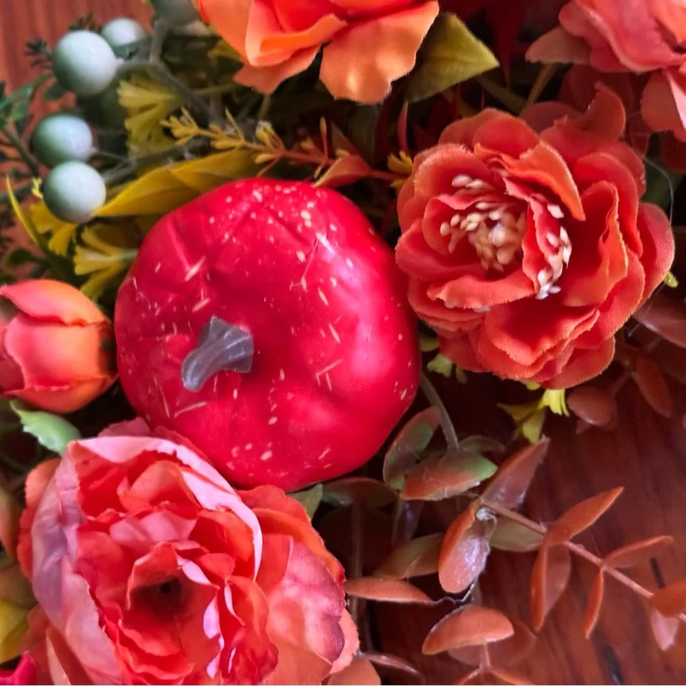 Autumn Floral Wreath with Pumpkins